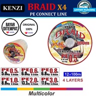 Senar Pancing Kenzi Braid X4 100 Meter konekting PE 0.6 0.8 1 2 3