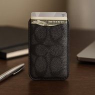 聖誕禮盒【COACH】精品MagSafe義大利真皮卡套 經典黑