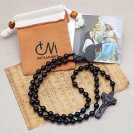 Catholic Necklace-Rose Rosary Beads-Gassed Virgin-5x7mm Oval 8mm Ebony/Olive Wood/Red Sandalwood-Rop