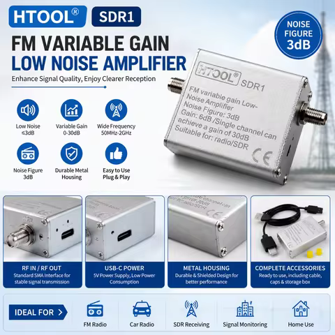 Low Noise Amplifier HT004/HT004A/SDR1 65-162.5MHz FM Antenna Signal Amplifier Gain 20dB 30dB SDR Rad