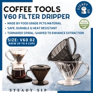 Steady Sip V60 Coffee Dripper Coffee Filter Dripper Resin Plastic Pour Over Filter Coffee V01 V02 手冲咖啡滤杯 Hario Dripper