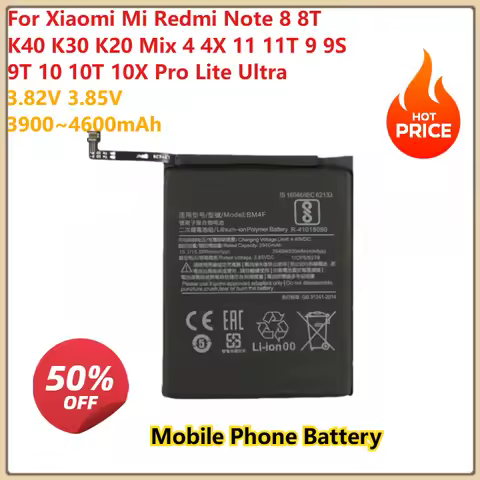 Mobile Phone Battery 3900~4600mAh For Xiaomi Mi Redmi Note 8 8T K40 K30 K20 Mix 4 4X 11 11T 9 9S 9T
