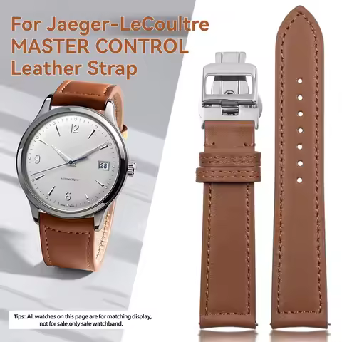For Jaeger-LeCoultre Master CONTROL JAEGER-LECOULTRE Curved Leather Watchband Soft Ultra Thin Leathe