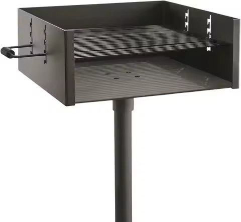 Heavy-Duty Park-Style Charcoal BBQ Grill for Camping, Outdoor Cooking, Backyard, Patio - 20.5x20.5x8