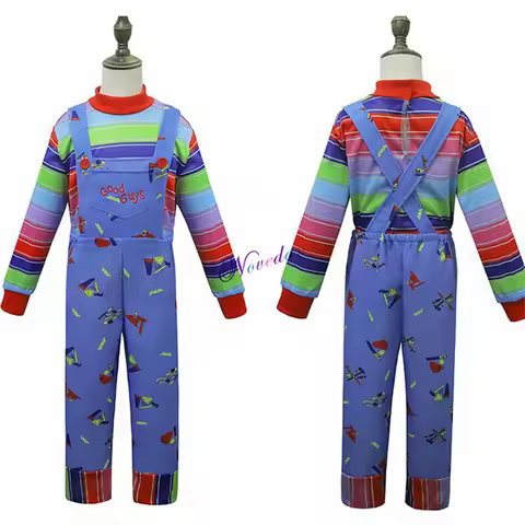 Baby Boys Girls Child Play Chucky Cosplay Costume Good Guys Bride of Chucky Horror Ghost Halloween C