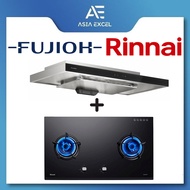 FUJIOH FR-MS2390R 90CM SLIMLINE HOOD WITH GESTURE CONTROL + RB-92G 2 BURNER HYPER FLAME GLASS HOB