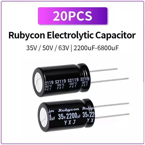 20PCS Rubycon Aluminum Electrolytic Capacitor 35V 50V 63V 2200uF 3300uF 4700uF 6800uF Large Capacita
