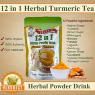 [HERBBEST] Delfa's Turmeric-Ginger Tea 12 in 1 Herbal Powder Drink (350 grams) Turmeric tea with ginger &amp; lemon grass / Salabat honey tea w/ lemon / Authentic herbal tea / Twelve in One Tea / Gamot sa Ubo Sipon Trangkaso Masakit at Makati na lalamalunan