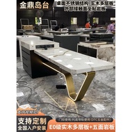Carrarara Golden Rock Island Table One-Piece Dining Table Faucet Under Counter Open Kitchen Island T
