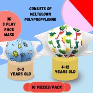 *Ready Stock* 10 Pieces Baby/Kids 3 Play 3D Meltblown Polypropylene Face Mask 0-3 Years Old 4-12 Years Old