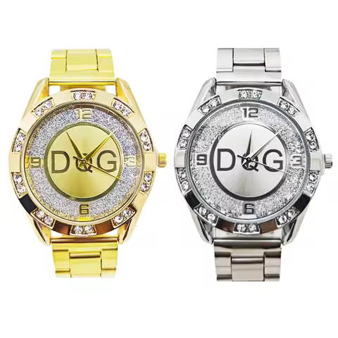 Fashion Luxury Brand Watch DQG Crystal Quartz Female Watch Gold Silver Stainless Steel Ladies Dress 