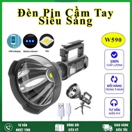 Đèn pin siêu sáng cầm tay w591 chiếu xa 1000m có chân đếchống nướcsạc đt W590 và W591 cắm trại dã ng