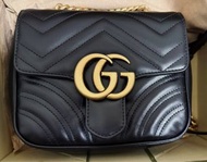 ✨GUCCI marmont 💗馬夢系列口蓋包 22cm 黃金比例 GUCCI GG MARMONT絎縫肩揹袋正品