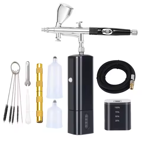 Professional Cordless Airbrush Compressor Super Works Quiet Replace Battery Power Display Art Design