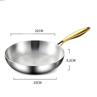 (Roy) 316 Stainless Steel Frying Pan Wok Pan Nonstick Cooking Fried Steak Gas Stove Pot Induction Ge