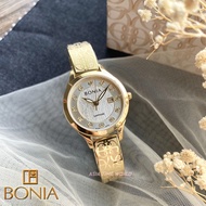 [Original] Bonia BNB10761-2217 Elegance Sapphire Women Watch Gold Stainless Steel Bracelet Engraved 