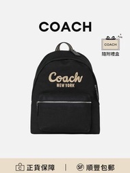 Coach Cargo 33黑色織物LOGO刺繡徽標雙肩包時尚百搭[平行進口]
