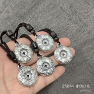 Pure Silver Ancient Method Pure Silver National Trend Wealth-Attracting Silver Pendant Necklace Orna