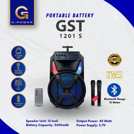 G-POWER SPEAKER PORTABLE GST  1501 lite 15 INCH 1201s 12INCH FREE 2 MICROPHONE WIRELESS