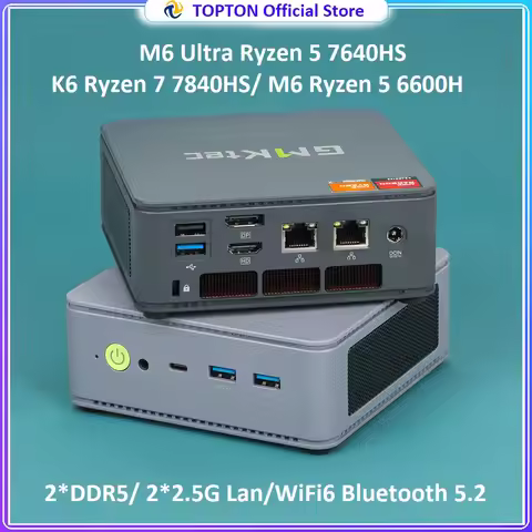 GMKtec Mini PC Gamer K6 M6 AMD Ryzen 7 7840HS 5 7640HS 6600H USB4 2*DDR5 2*2.5G Windows 11 NUC Deskt
