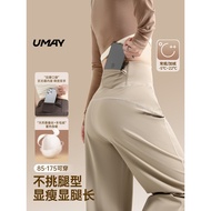Youmei Fitness Yoga Pants Ladies Loose Slimmer Look High Waist Straight Pants Sports Fitness Pants D