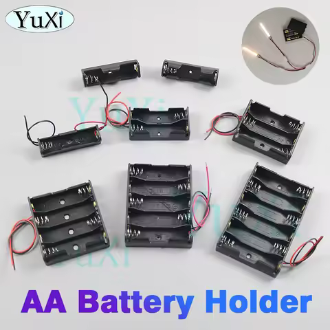 2Pcs AA Battery Case 1.5V AA Battery Storage Box Holder 14500 AA DIY Leads 1/2/3/4/5/6 Slots with Co
