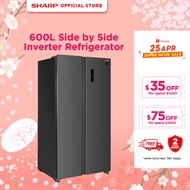 SHARP 600L Side by Side Refrigerator (Black/Silver) SJ-SS60E-DS/BK