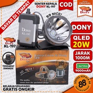 Senter Kepala DONY KL 197 DIMMER TOMBOL PUTAR 20WATT 20W LED SUPER TERANG CAS ULANG Lampu Kepala