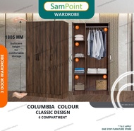 DIY REQUIRED SamPoint_ Moden 3 Door Wardrobe / Beige + White Colour & Columbia + Grey Colour/ Almari