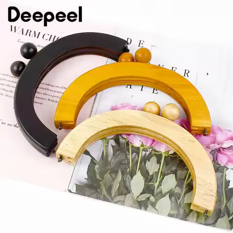 1/2Pcs 20*9cm Wood Bag Handle Purse Frames Wooden Handles Kiss Clasp Handbags Sewing Brackets DIY fo