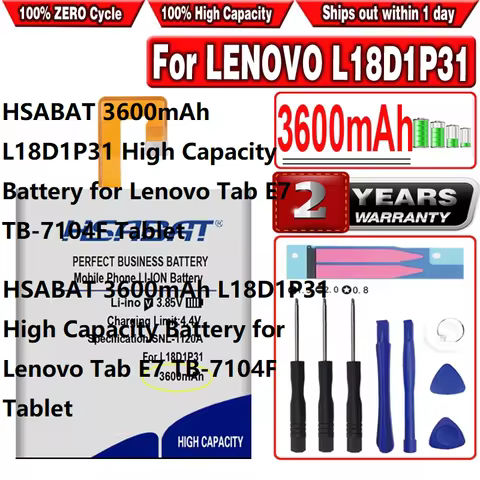 HSABAT 3600mAh L18D1P31 High Capacity Battery for Lenovo Tab E7 TB-7104F Tablet