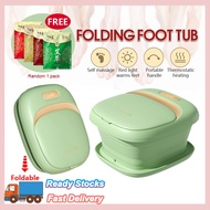 Foldable Foot Bath Tub Heating Electric Collapsible Bucket Portable Pail Thermostatic Foot Bucket Foot Spa Foot Wash Basin with Herb Pack Roller Massager Bubbles Massage