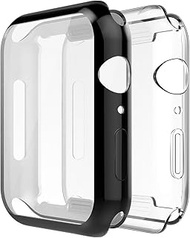 Simpeak Soft Screen Protector Bumper Case Compatible with Apple Watch 40mm Series 4 Series 5 Series 6, Pack of 2, All-Around, Anti Scratch, Clear/Black