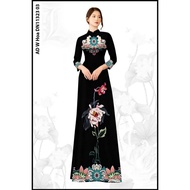 Luxury Printed Black Ao Dai