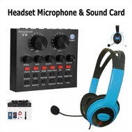 Microphone X10 Headset Set Plus Sound Card V8