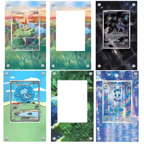 Anime Ptcg Art Card Display Case Mewtwo Bulbasaur Eevee Poliwhirl Snorlax Psyduck Acrylic Protective