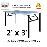 JHD 3V 2'x3' Folding Banquet Table / Foldable Banquet Table with Plastic Table Top