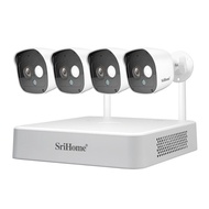 SriHome NVR 4-Channel 4 Camera 1080P FHD Wifi Security System CompleteD Set Plug & Play Easy Setup