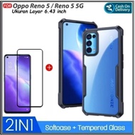 Case Oppo Reno 5 5G Soft Hard Transparan Free Tempered Glass