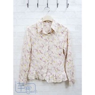 【芊寶BOX**】原價399賣50粉色花襯衫。袖口、下擺滾邊設計