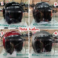 HELM BOGO HELM CARGLOSS RETRO + KACA BOGO FLAT DATAR BENING HELM