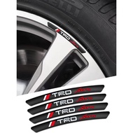 4pcs For TRD Sports Aluminum Car Wheel Sticker For Toyota Vios hilux Innova Fortuner Wigo hiace Rush