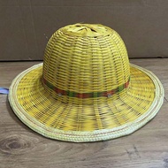 Outdoor Large Brim Straw Hat Bamboo Woven Sun Protection Cap for Summer Farmers Market Sunshade Prot