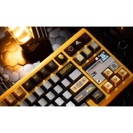 XVX Eroded Gold Rose Keycaps |Delta Red Wolf Theme Metallic, Transparent PC Frosted 87-Key Mech Caps