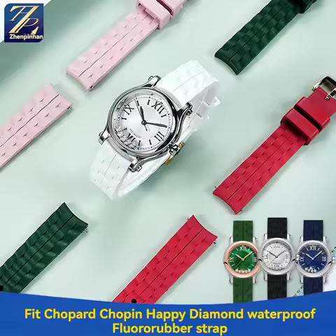 For Chopard Happy Diamond Chopard Happy Spor series fluororubber watch strap for women waterproof wa
