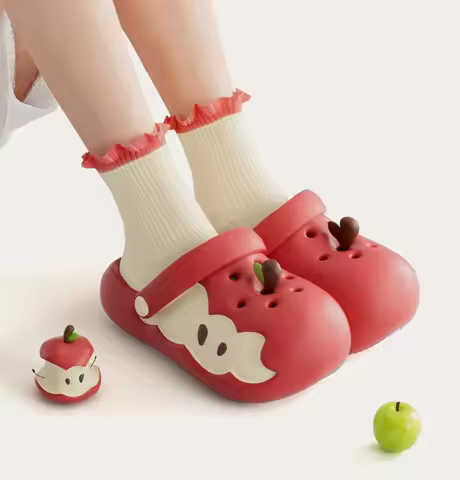 New Cute Apple Core Slippers Woman Novelty Mules Clogs Shoes 43 Women EVA Non Slip Indoor Outdoor Sa