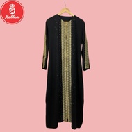 Abaya Hitam Bordir Kombinasi Gamis Dubai Arab Turki Jetblack Abaya Zipper Pipik Uje Terbaru - XELLEA