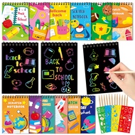 BeYumi 72Pcs Welcome Back to School Scratch Notebooks Craft Kit Mini Scratch Arts Notebooks Coloring