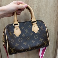 LV 原花金釦Speedy 20手提斜背波士頓包