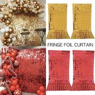 1pc Fringe Foil Curtain Party Backdrop Decoration Sequin Glitter Curtain Background Shimmer Wall Bir